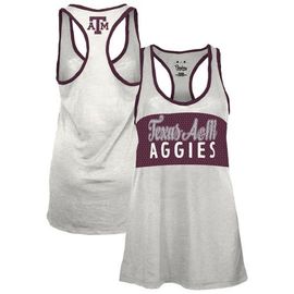 PRESSBOX Women's Pressbox White/Maroon Texas A&M Aggies Tracy Racerback Burnout Tank Top 