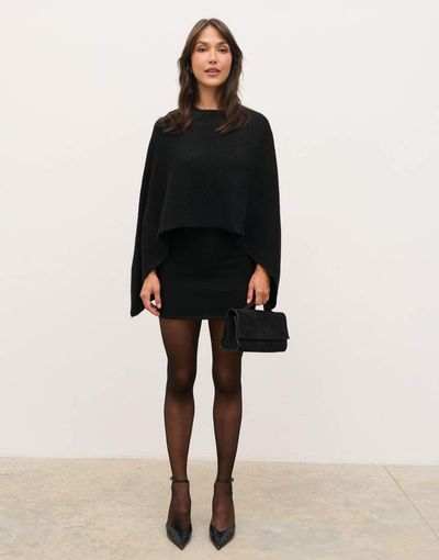 Pretty Lavish Pretty Lavish 2 in 1 knitted mini dress with cape in black