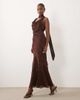 Pretty Lavish Pretty Lavish Ainsley devore cowl neck scarf detail maxi dress in brown - 1