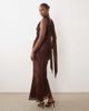 Pretty Lavish Pretty Lavish Ainsley devore cowl neck scarf detail maxi dress in brown - 2