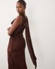 Pretty Lavish Pretty Lavish Ainsley devore cowl neck scarf detail maxi dress in brown - 4