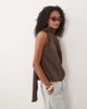 Pretty Lavish Pretty Lavish Breya satin scarf neck sleeveless blouse in chocolate-Brown - 1
