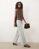 Pretty Lavish Pretty Lavish Breya satin scarf neck sleeveless blouse in chocolate-Brown - 3