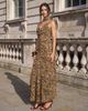 Pretty Lavish Pretty Lavish chiffon cowl neck scarf detail maxi dress in brown leopard print-Multi - 1