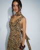 Pretty Lavish Pretty Lavish chiffon cowl neck scarf detail maxi dress in brown leopard print-Multi - 4