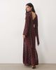Pretty Lavish Pretty Lavish chiffon v neck scarf detail long sleeve maxi dress in wine polka dot print-Multi - 4