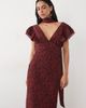 Pretty Lavish Pretty Lavish chiffon v neck tie detail frill sleeve maxi dress in red floral print-Multi - 3