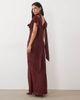 Pretty Lavish Pretty Lavish chiffon v neck tie detail frill sleeve maxi dress in red floral print-Multi - 4