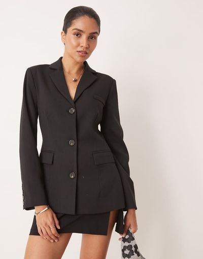 Pretty Lavish Pretty Lavish cinched blazer in black