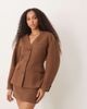 Pretty Lavish Pretty Lavish collarless cinched tailored jacket in brown - part of a set - 1