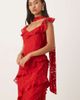 Pretty Lavish Pretty Lavish devore frill sleeves scarf detail ruffle maxi dress in red - 2