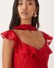 Pretty Lavish Pretty Lavish devore frill sleeves scarf detail ruffle maxi dress in red - 4