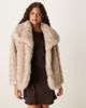 Pretty Lavish Pretty Lavish faux fur coat in stone-Neutral - 1