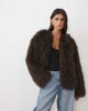 Pretty Lavish Pretty Lavish faux fur shaggy cropped coat in chocolate-Brown - 1