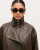 Pretty Lavish Pretty Lavish faux leather funnel neck bomber jacket in chocolate-Brown - 2