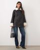 Pretty Lavish Pretty Lavish faux shearling contrast collar and cuffs boxy aviator coat in black - 2