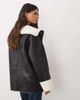 Pretty Lavish Pretty Lavish faux shearling contrast collar and cuffs boxy aviator coat in black - 3