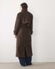 Pretty Lavish Pretty Lavish faux suede funnel neck longline trench coat in brown - 3