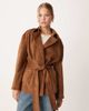 Pretty Lavish Pretty Lavish faux suede tie waist jacket in brown - 2