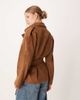 Pretty Lavish Pretty Lavish faux suede tie waist jacket in brown - 3