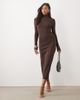 Pretty Lavish Pretty Lavish flared sleeve knit midaxi dress in chocolate-Brown - 1