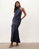 Pretty Lavish Pretty Lavish high neck bias cut backless satin midaxi dress in navy-Multi - 1