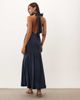 Pretty Lavish Pretty Lavish high neck bias cut backless satin midaxi dress in navy-Multi - 2