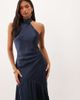 Pretty Lavish Pretty Lavish high neck bias cut backless satin midaxi dress in navy-Multi - 4