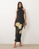 Pretty Lavish Pretty Lavish Kiara satin halter neck open back maxi dress in black and gold poppy floral-Multi - 1