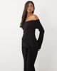 Pretty Lavish Pretty Lavish knit bardot tie detail maxi dress in black - 1