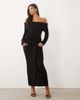 Pretty Lavish Pretty Lavish knit bardot tie detail maxi dress in black - 2