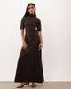 Pretty Lavish Pretty Lavish knit high neck short sleeve maxi dress in chocolate-Brown - 1