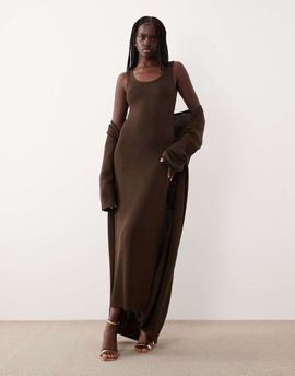Pretty Lavish Pretty Lavish knit scoop neck maxi dress in brown - part of a set