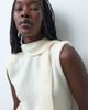 Pretty Lavish Pretty Lavish knit sleeveless high neck scarf top in cream-White - 3