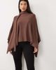 Pretty Lavish Pretty Lavish light knit scarf cape sweater in chocolate-Brown - 4