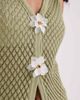 Pretty Lavish Pretty Lavish pointelle longline vest with floral brooches in green - part of a set - 4