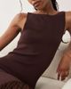 Pretty Lavish Pretty Lavish Rebecca knit slash neck sheer drop hem maxi dress in chocolate polka dots-Brown - 3