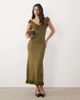 Pretty Lavish Pretty Lavish Sascha knit ruffle trim cami sweetheart neck maxi dress in olive green - 1