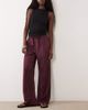 Pretty Lavish Pretty Lavish satin drawstring wide leg pants in fig-Brown - 1