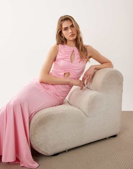Pretty Lavish Pretty Lavish Shayla ruched cut out jersey maxi dress in peony pink