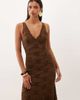 Pretty Lavish Pretty Lavish v-neck asymmetric hem lace maxi dress in chocolate-Brown - 2