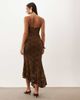 Pretty Lavish Pretty Lavish v-neck asymmetric hem lace maxi dress in chocolate-Brown - 3