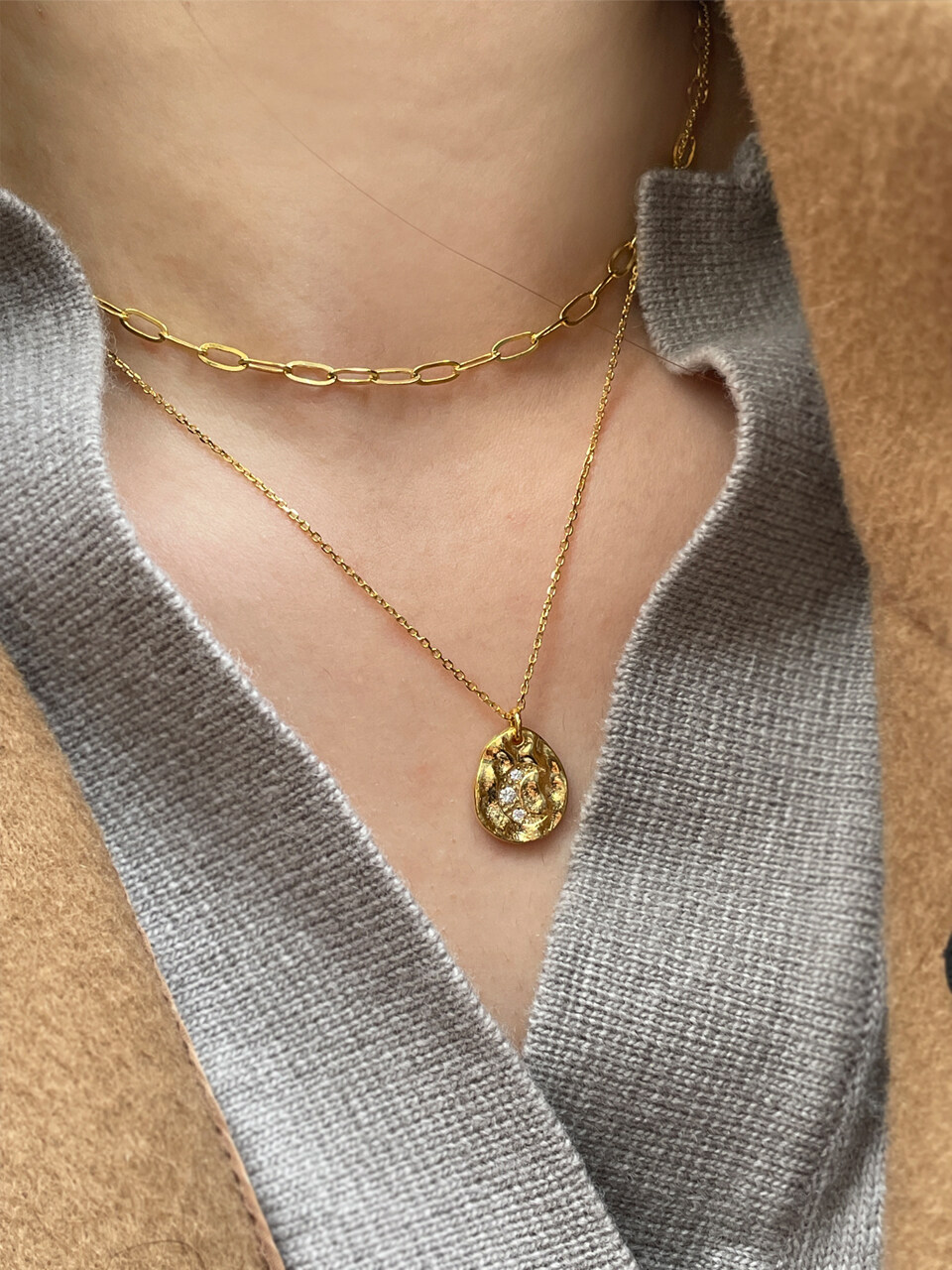 Primaute (3SET) Vintage star coin layered necklace