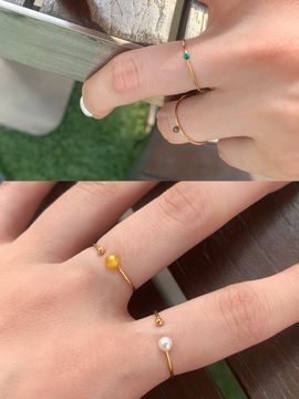 Primaute [4set] Minimi Natural Stone n Pearl Rings