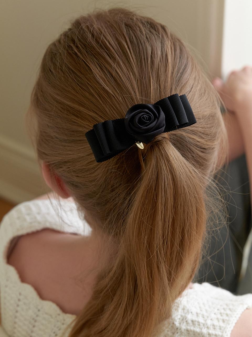 Primaute Black Rose Ribbon Hairpin