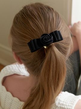 Primaute Black Rose Ribbon Hairpin