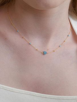 Primaute Delicate Gold Plated Heart Necklace [Blue]