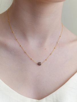 Primaute Delicate Gold Plated Heart Necklace [Brown]