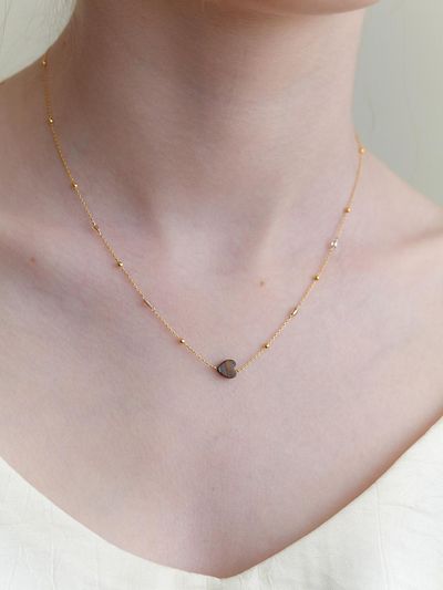 Primaute Delicate Gold Plated Heart Necklace [Brown]