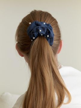 Primaute Denim pearl Scrunchie